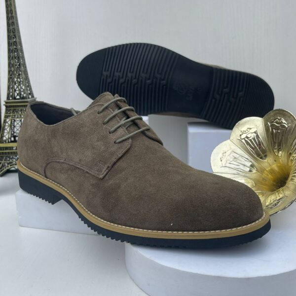 Khaki Suede Casual Derby Shoe