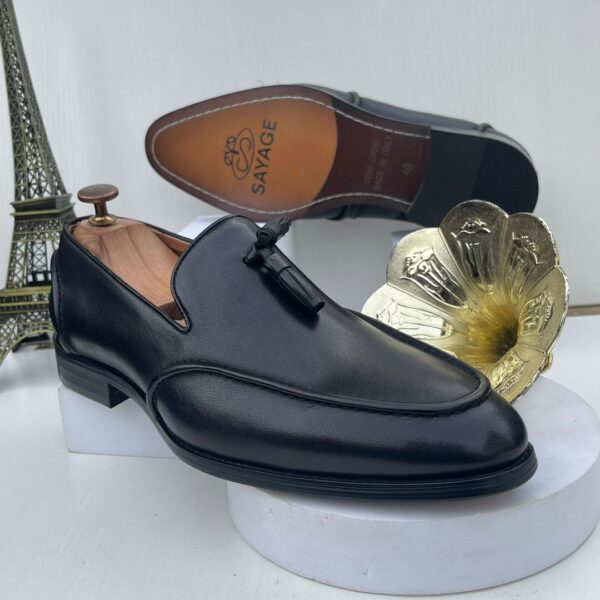 Black Tassel Leather Loafer