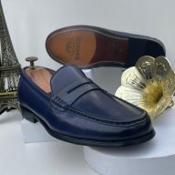 Navy Blue Penny Leather Loafer (Szs Available: 45 and 46 Only)