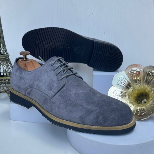 Grey Suede Casual Derby Shoe