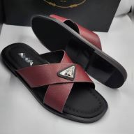 Wine Cross-Leather Italian Pam Slipper (Szs Av: 41, 42, 43, 44, 45 and 46 Only)
