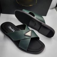 Green Cross-Leather Italian Pam Slipper (Szs Av: 41, 42, 43, 44, 45 and 46 Only)