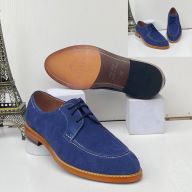Blue Boxed-Toe Suede Derby Shoe (Szs Av: 40, 41, 42, 43, 45  and 46 Only)