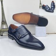 Navy Blue Patterned Monk Strap Loafer (Szs Av: 40, 42, 43, 44, 45, 46 and 47 Only)