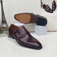 Coffee Brown Patterned Monk Strap Loafer (Szs Av: 42, 44, 45, 46, 47 and 48 Only)