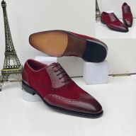 Wine Suede-Leather Mix Oxford Shoe (Szs Av: 42, 43, 44, 45, 46, 47 and 48 Only)